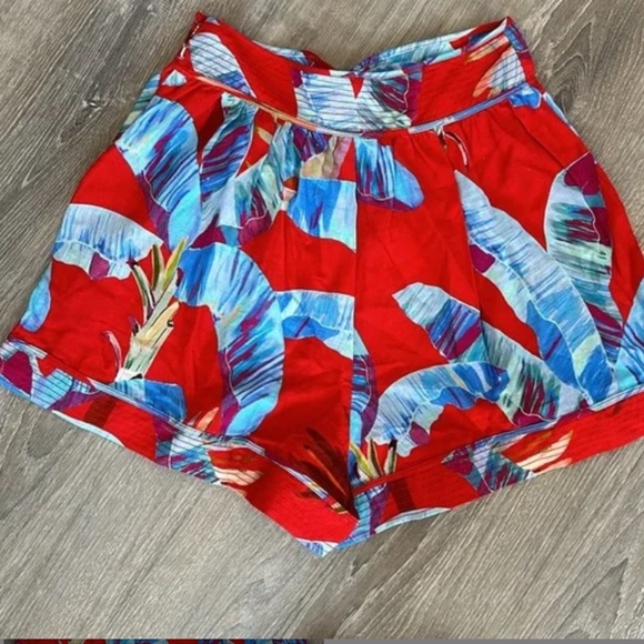 Women’s FARM Rio Sweet Jungle High Waist Linen Shorts-Ananas Red sz small NWT - Picture 5 of 5